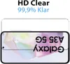 A screen protector for a Samsung Galaxy A35 5G phone, with text indicating its features. Produktbild-Vorschau