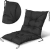 A black chair cushion is shown on a white background. A close-up of the top corner of the cushion is shown in the upper left corner. Náhľad obrázku produktu