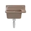 A brown sink with a drain pipe attached, isolated on a white background. Produktbild-Vorschau