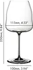 A clear, front-facing studio shot of a single wine glass with dimensions indicated by text and lines. Produktbild-Vorschau