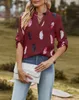 ASKSA Damen Bluse V-Ausschnitt Chiffon Drucken Oberteile Produktbild-Vorschau 2