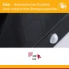 Close-up of a solar-powered outdoor light with text overlay and icons indicating features. Náhled obrázku produktu
