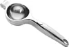 A shiny silver manual citrus juicer is shown against a white background. Produktbild-Vorschau