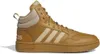A side view of a brown Adidas high-top sneaker with tan accents. Anteprima dell’immagine prodotto