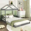 OKWISH Lit Enfant 140x200 - Lit Cabane Gris, Bois de Pin et Voir les images du produit 3