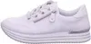 A white women's sneaker with a platform sole and zipper detail, shown from the side against a white background. Voir les images du produit