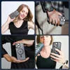 Collage of four images showing an iPhone case with MagSafe compatibility being held and used by different people. Produktbild-Vorschau