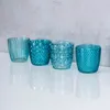 4er Set Windlicht H7,5cm Glas Türkis Teelichthalter Produktbild-Vorschau 4