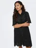 ONLY Stilvolles Kleid Lochstickerei Kurzarm Knopfleiste Produktbild-Vorschau 3