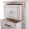 Close-up view of a vintage-style wooden cabinet with two drawers, one open. Podgląd zdjęcia produktu