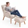 Relaxsessel mit Hocker Verstellbare Rückenlehne Weiß für Produktbild-Vorschau 10