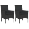 Two black poly rattan garden chairs with cushions, shown from the front on a white background. Voir les images du produit