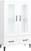 A white cabinet with glass doors and drawers on a white background. Náhled obrázku produktu