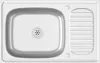 A top-down view of a stainless steel sink with a drain and a ribbed drying area. Náhľad obrázku produktu