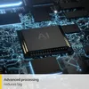 Close-up of a computer chip with glowing blue circuitry. Produktbild-Vorschau