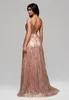 Ombre Abendkleid mit Glitzer-Stickereien und tiefem Produktbild-Vorschau 4