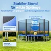 A trampoline set up on a grassy lawn, with marketing text and feature callouts. Anteprima dell’immagine prodotto
