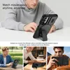 A collage of images showing a phone case with a stand in various settings. Náhled obrázku produktu