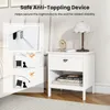 Comodino KOMFOTTEU bianco, comodino con cassetto e ripiano Anteprima dell’immagine prodotto 4