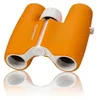 A pair of orange and white binoculars is shown against a white background with a reflection. Náhľad obrázku produktu