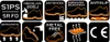 A collage of icons representing safety features of work shoes. Produktbild-Vorschau