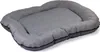 A gray dog bed with a raised edge and black trim, shown from a slightly elevated side angle on a white background. Produktbild-Vorschau