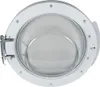 A close-up view of a washing machine door, also known as a porthole or bullseye window. Produktbild-Vorschau