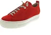 A red suede sneaker with a white platform sole is shown against a white background. Náhľad obrázku produktu