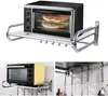 A collage of images showing a microwave oven on a wall-mounted shelf, a microwave oven on a shelf, and kitchen utensils hanging from hooks. Podgląd zdjęcia produktu