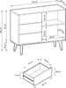 A diagram showing the dimensions of a dresser and a drawer. Produktbild-Vorschau