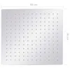 A square shower head with multiple nozzles, shown from a top-down perspective with dimensions indicated. Produktbild-Vorschau