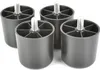 Four black furniture feet with silver threaded bolts, displayed against a white background. Podgląd zdjęcia produktu