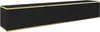A long, black TV stand with gold trim, shown from a slight diagonal angle against a white background. Náhled obrázku produktu
