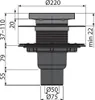 A technical drawing with dimensions of a floor drain. Produktbild-Vorschau