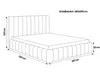 A line drawing of a bed with dimensions indicated. Náhled obrázku produktu