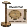 A wooden hat stand with close-up details and text indicating dimensions. Produktbild-Vorschau