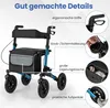COSTWAY Rollator skladací, 2v1 invalidný vozík a cestovný Náhľad obrázku produktu 4