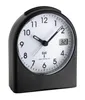 A black analog alarm clock with a white face and black hands is shown against a white background. Náhled obrázku produktu