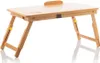 A wooden lap desk with foldable legs and a cup holder. Produktbild-Vorschau