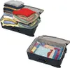 Two suitcases are shown, one packed with clothes and the other with vacuum-sealed bags of clothes. Voir les images du produit
