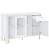 A white sideboard with gold legs, shown with one drawer and one door open. Anteprima dell’immagine prodotto