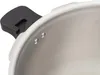Close-up view of the inside rim of a pressure cooker, showing two small holes and a black handle. Podgląd zdjęcia produktu
