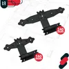 Two black metal hinges are displayed on a blueprint background. Text overlays indicate sizes. Anteprima dell’immagine prodotto
