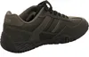 A side view of a single brown and black men's sneaker against a white background. Produktbild-Vorschau