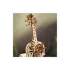 A close-up of a wooden mechanical cello model. Voir les images du produit