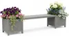 2 Blumenkästen mit Gartenbank in Grau aus Holz Garten Bank Produktbild-Vorschau 1