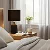 Relaxdays Tischlampe, gemusterter Keramikfuß, Stoffschirm, Produktbild-Vorschau 3