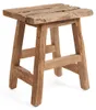 Tabouret bois de teck recyclé marron 39x30x47cm Voir les images du produit 1