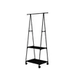A black metal garment rack with two shelves and wheels, shown against a white background. Náhľad obrázku produktu