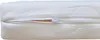 A close-up view of a white mattress topper with a zipper. Produktbild-Vorschau